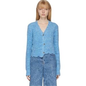 Andersson Bell Blue Lua Alpaca Boucle Wool Blend Asymmetric Cardigan Size S